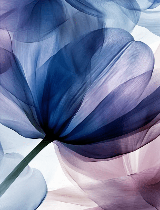 Pétales Aériens : Papier Peint Floral Abstrait en Bleu et Violet - Illulart: Papier peint panoramique