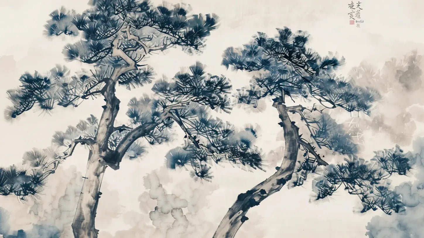Poésie des Pins : Paysage d'Estampe - Illulart: Papier peint panoramique