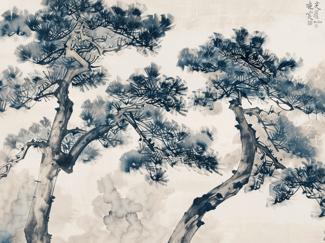 Poésie des Pins : Paysage d'Estampe - Illulart: Papier peint panoramique