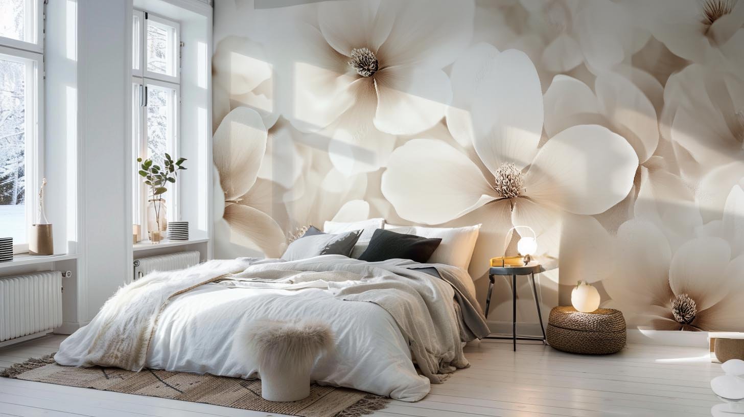 Poésie Florale : Un Papier Peint au Charme Discret - Illulart: Papier peint panoramique