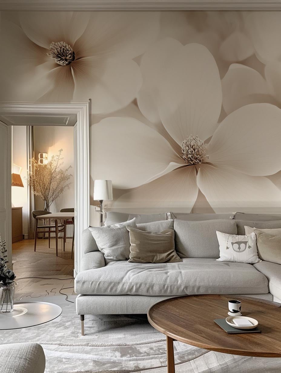 Poésie Florale : Un Papier Peint au Charme Discret - Illulart: Papier peint panoramique