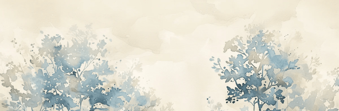 Poésie printanière bleutée : Papier Peint Panoramique en Aquarelle - Illulart: Papier peint panoramique