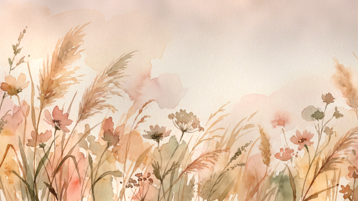 Prairie des Graminées - papier peint panoramique, motif à plat