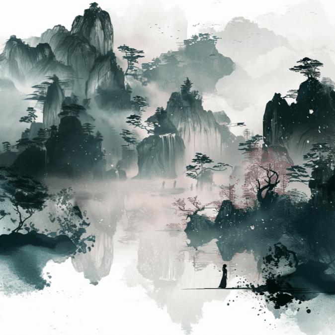 Rêve d'Asie : Revêtement Mural Inspiré par les Peintures Traditionnelles - Illulart: Papier peint panoramique