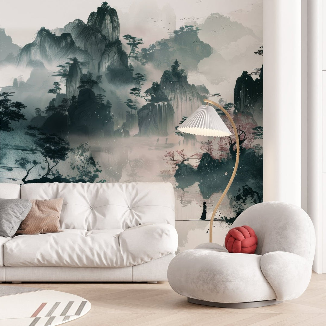 Rêve d'Asie : Revêtement Mural Inspiré par les Peintures Traditionnelles - Illulart: Papier peint panoramique