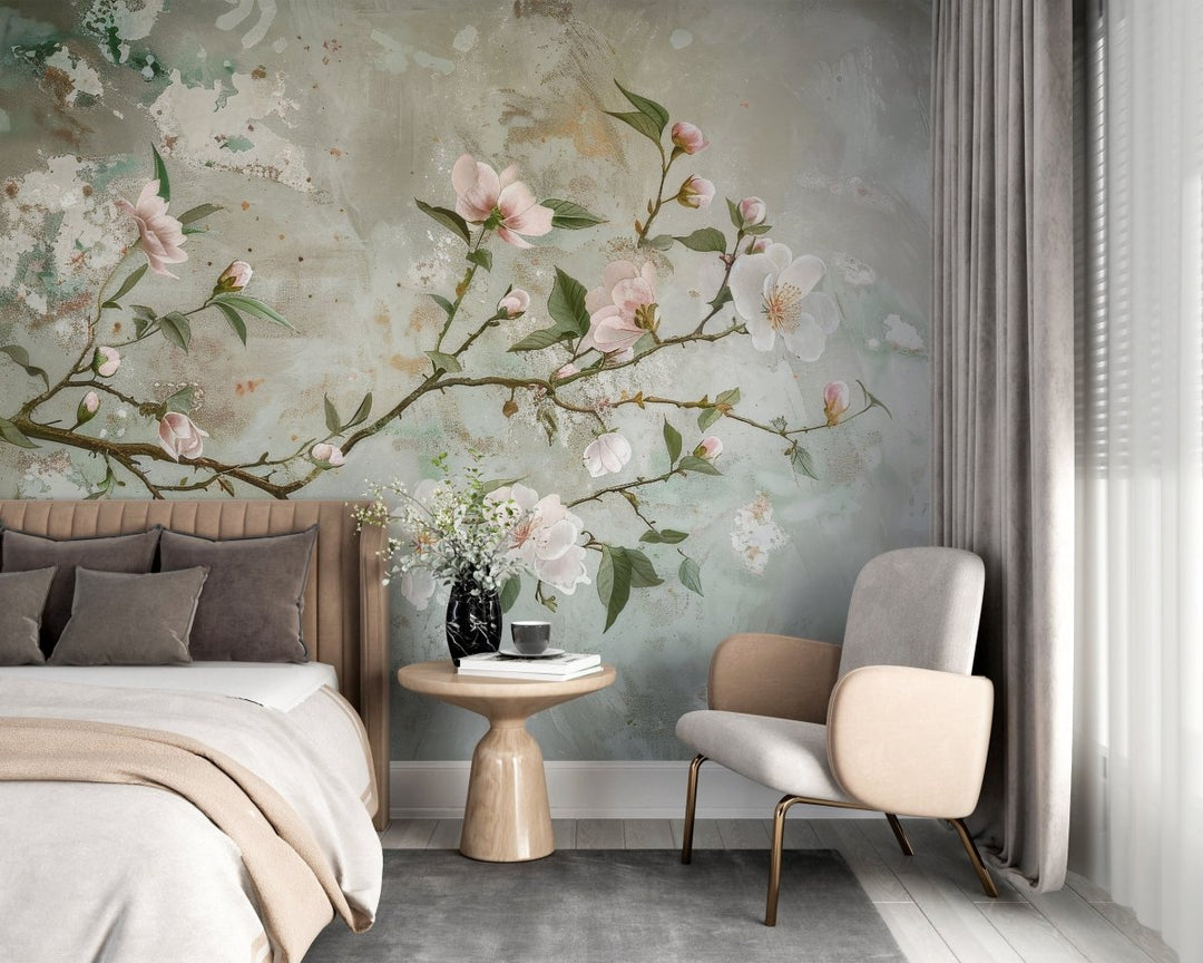 Rêve de Chinoiserie : Éclat Floral en papier peint pour une Ambiance Élégante - Illulart: Papier peint panoramique