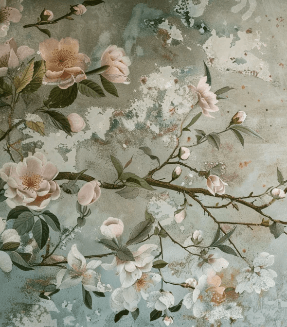 Rêve de Chinoiserie : Éclat Floral en papier peint pour une Ambiance Élégante - Illulart: Papier peint panoramique