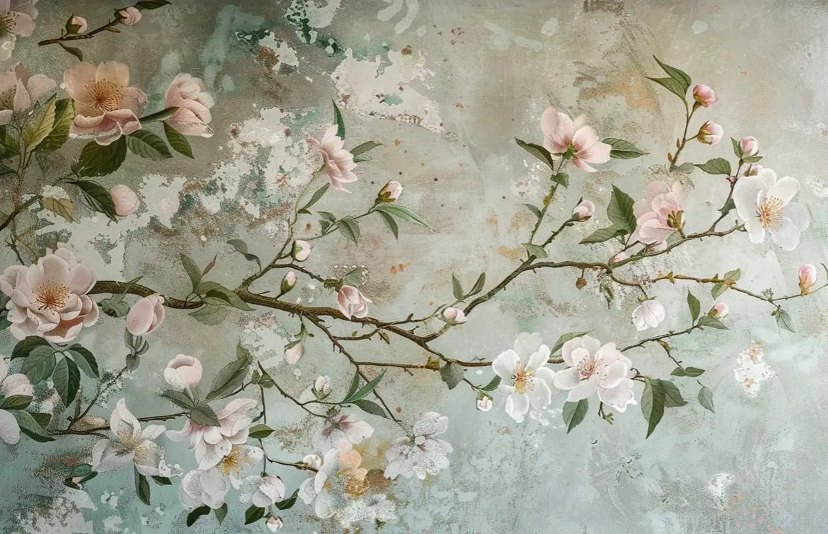 Rêve de Chinoiserie : Éclat Floral en papier peint pour une Ambiance Élégante - Illulart: Papier peint panoramique