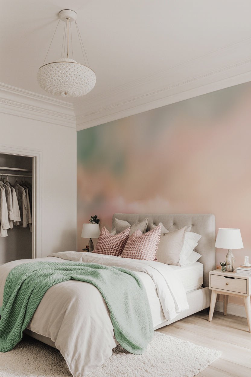 Rêve de Coton - Papier peint nuage pastel doux et apaisant - Illulart: Papier peint panoramique