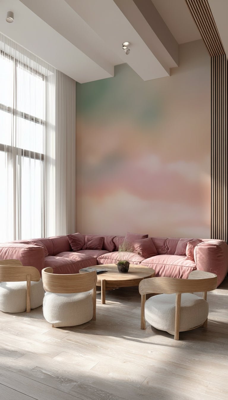 Rêve de Coton - Papier peint nuage pastel doux et apaisant - Illulart: Papier peint panoramique