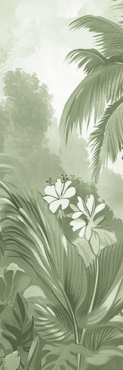 Rêve de Jungle – Panorama Mural en Vert Pastel - Illulart: Papier peint panoramique
