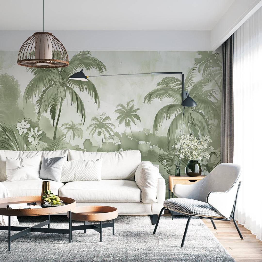 Jungle Dream – Wall Panorama in Pastel Green