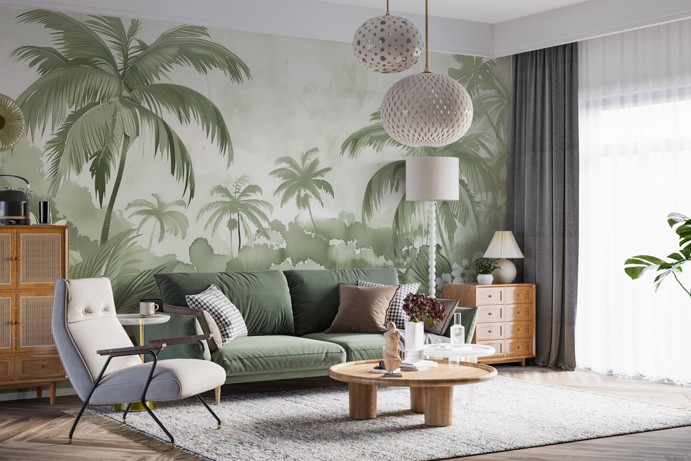 Jungle Dream – Wall Panorama in Pastel Green