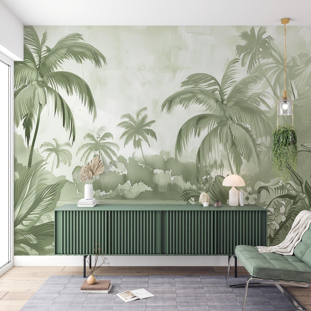 Jungle Dream – Wall Panorama in Pastel Green