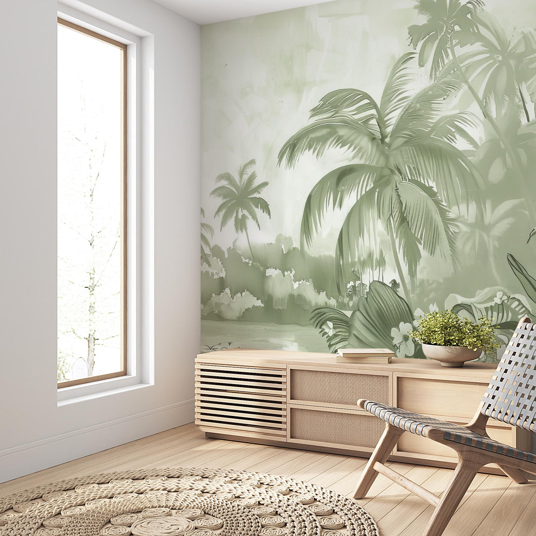 Jungle Dream – Wall Panorama in Pastel Green