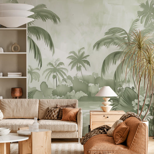 Jungle Dream – Wall Panorama in Pastel Green