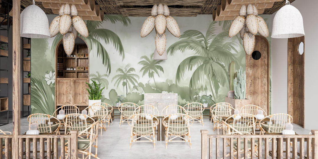 Jungle Dream – Wall Panorama in Pastel Green