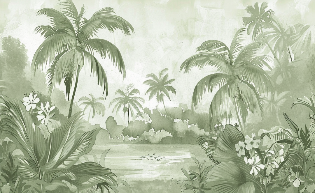 Jungle Dream – Wall Panorama in Pastel Green