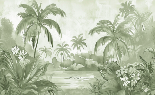 Jungle Dream – Wall Panorama in Pastel Green