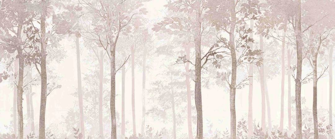 Rêverie en Forêt – Panneau Mural Poétique Taupe - Illulart: Papier peint panoramique