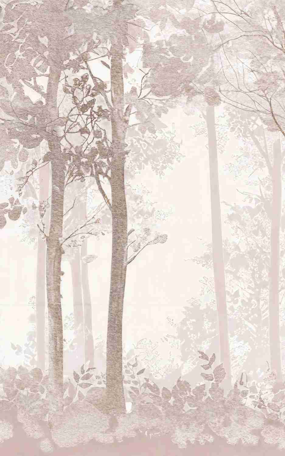 Rêverie en Forêt – Panneau Mural Poétique Taupe - Illulart: Papier peint panoramique