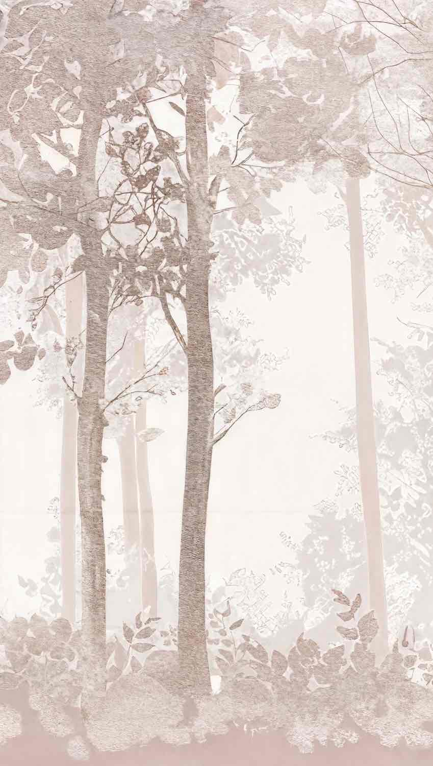 Rêverie en Forêt – Panneau Mural Poétique Taupe - Illulart: Papier peint panoramique