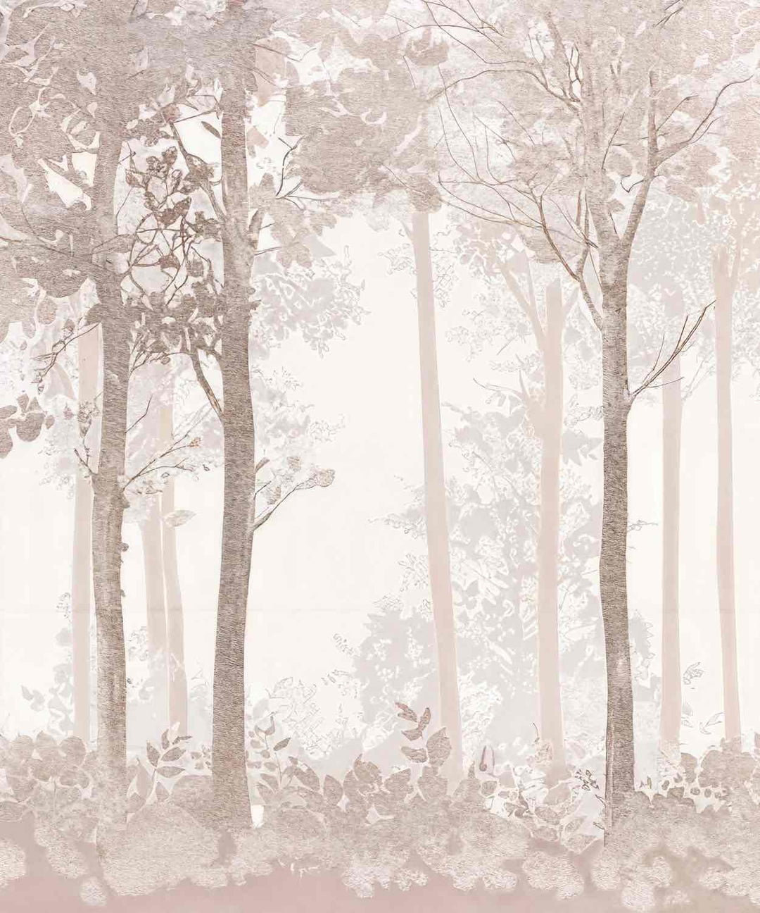 Rêverie en Forêt – Panneau Mural Poétique Taupe - Illulart: Papier peint panoramique