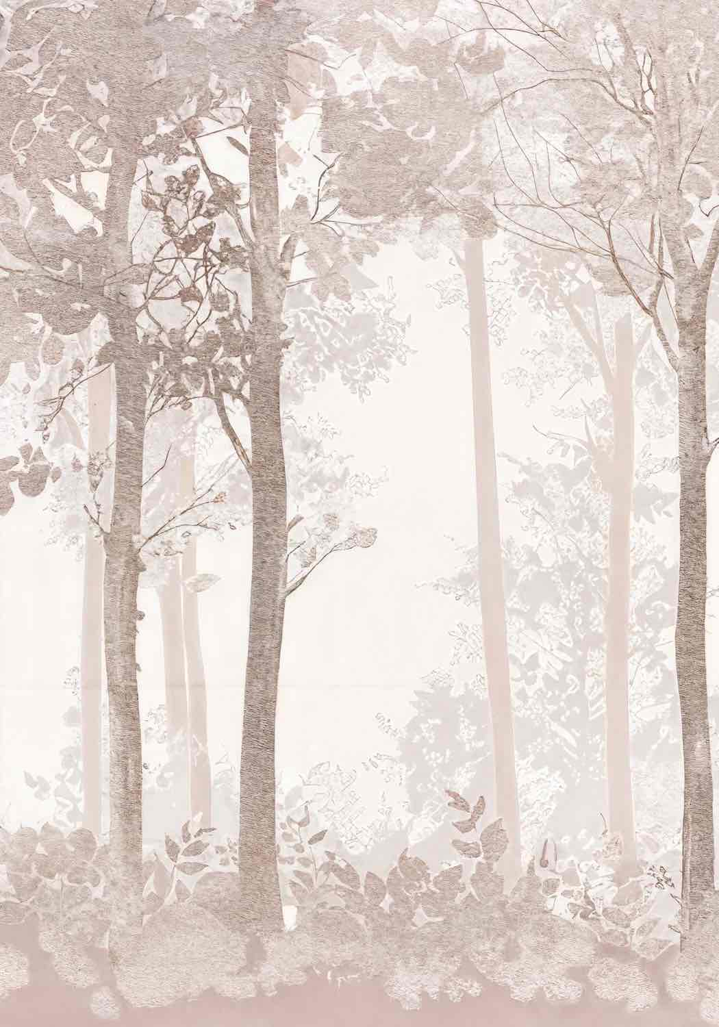 Rêverie en Forêt – Panneau Mural Poétique Taupe - Illulart: Papier peint panoramique