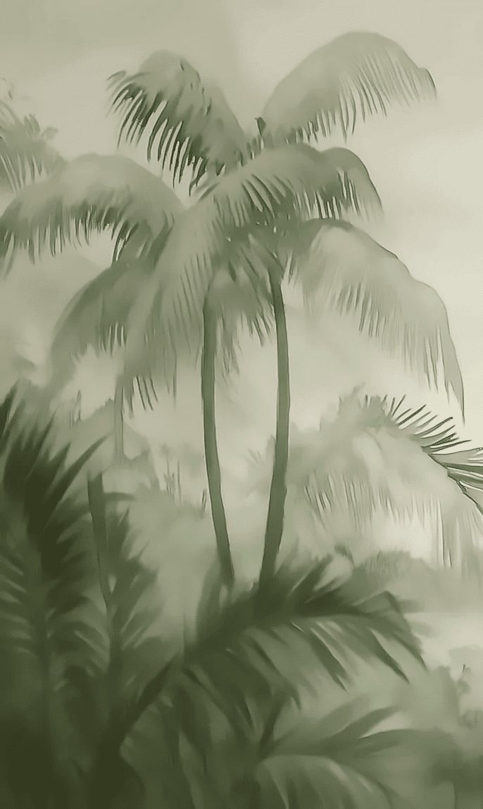 Rêverie Tropicale : Papier Peint Poétique et Apaisant - Décoration Murale - Illulart: Papier peint panoramique