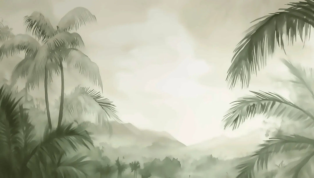 Rêverie Tropicale : Papier Peint Poétique et Apaisant - Décoration Murale - Illulart: Papier peint panoramique