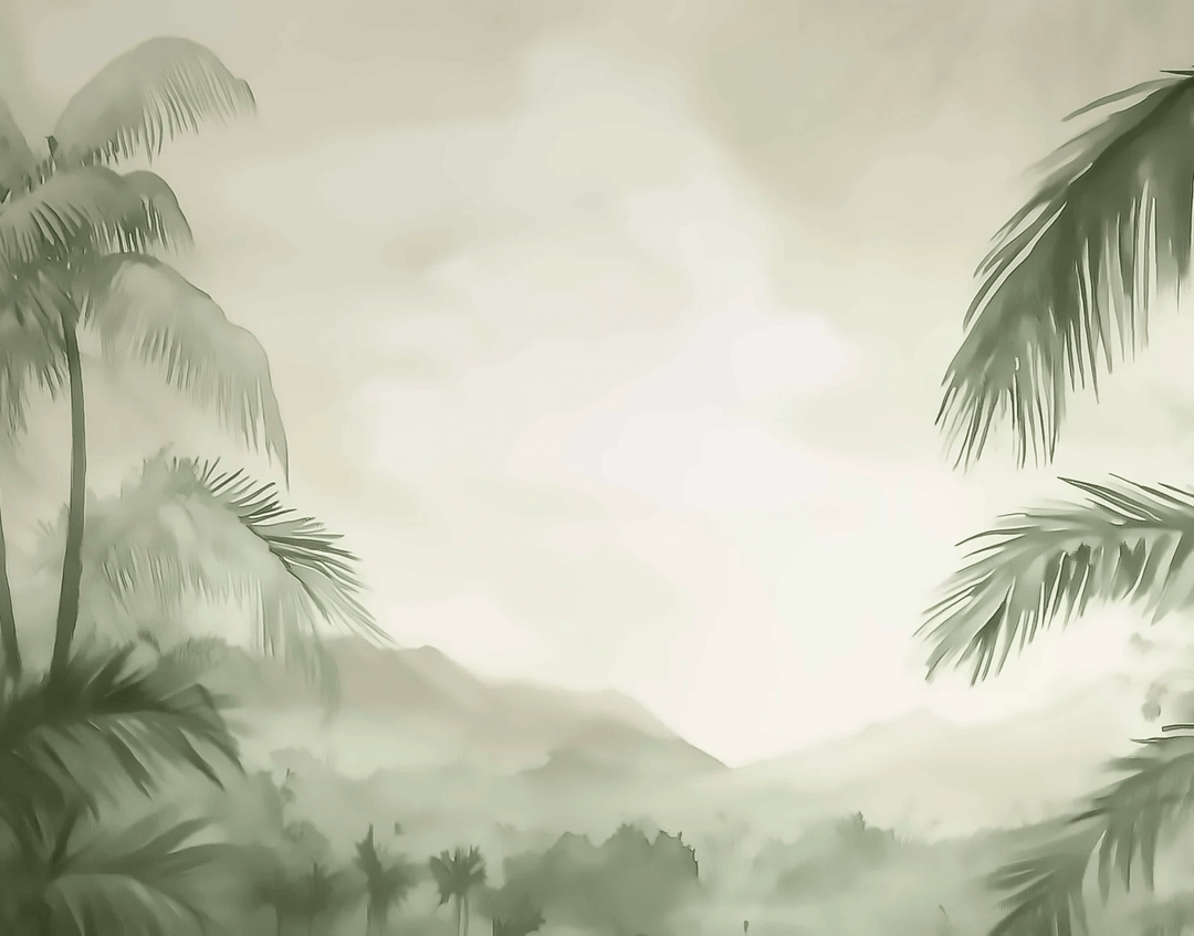 Rêverie Tropicale : Papier Peint Poétique et Apaisant - Décoration Murale - Illulart: Papier peint panoramique