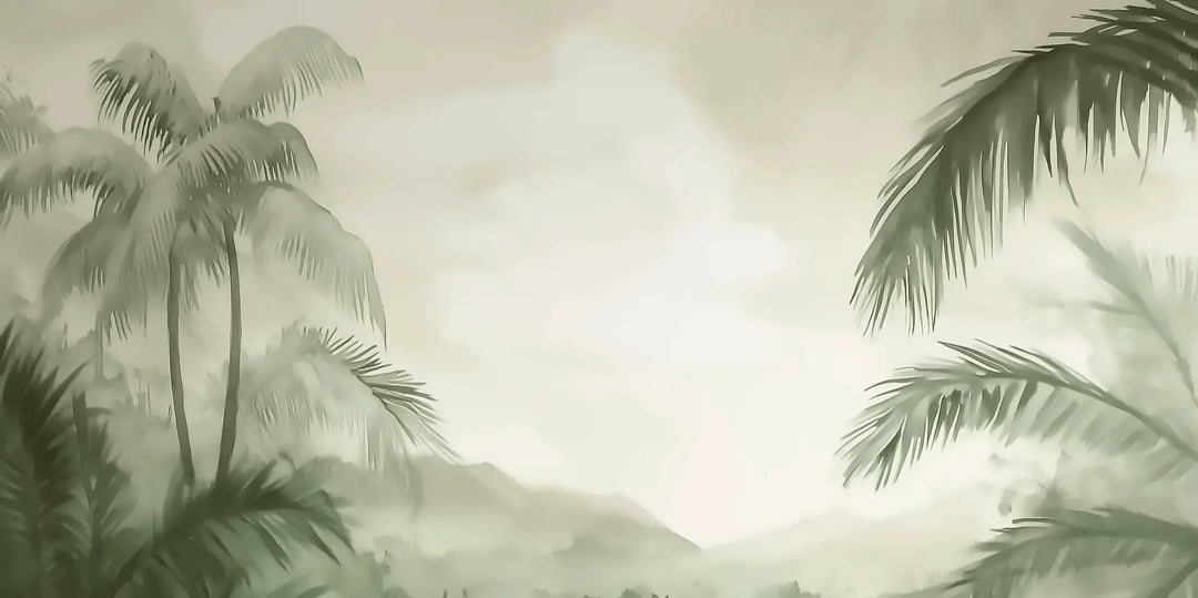 Rêverie Tropicale : Papier Peint Poétique et Apaisant - Décoration Murale - Illulart: Papier peint panoramique