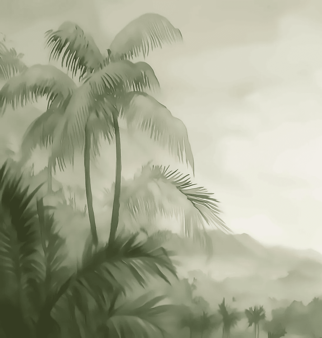 Rêverie Tropicale : Papier Peint Poétique et Apaisant - Décoration Murale