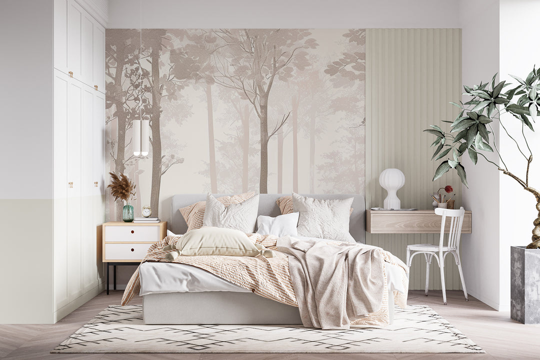 Rêverie en Forêt – Panneau Mural Poétique Taupe