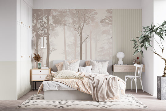 Rêverie en Forêt – Panneau Mural Poétique Taupe