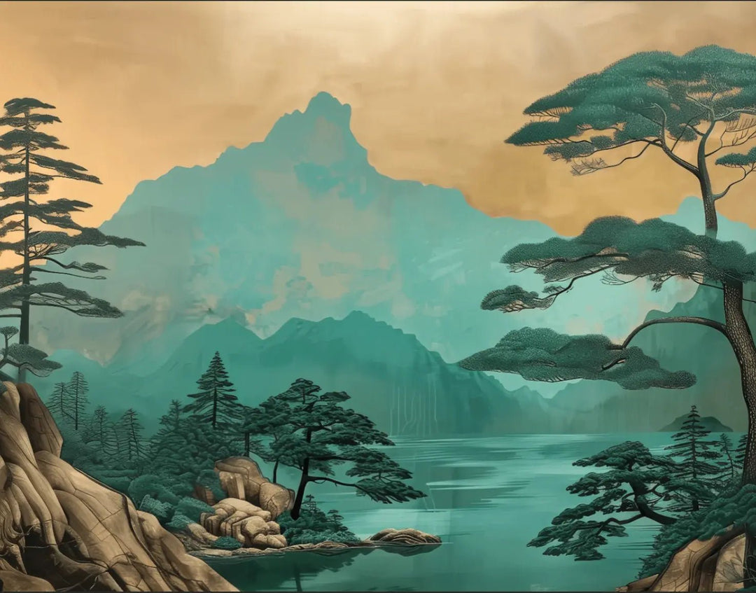 Rivages Oubliés : Reflet de Sérénité et de Paix en papier peint - Illulart: Papier peint panoramique