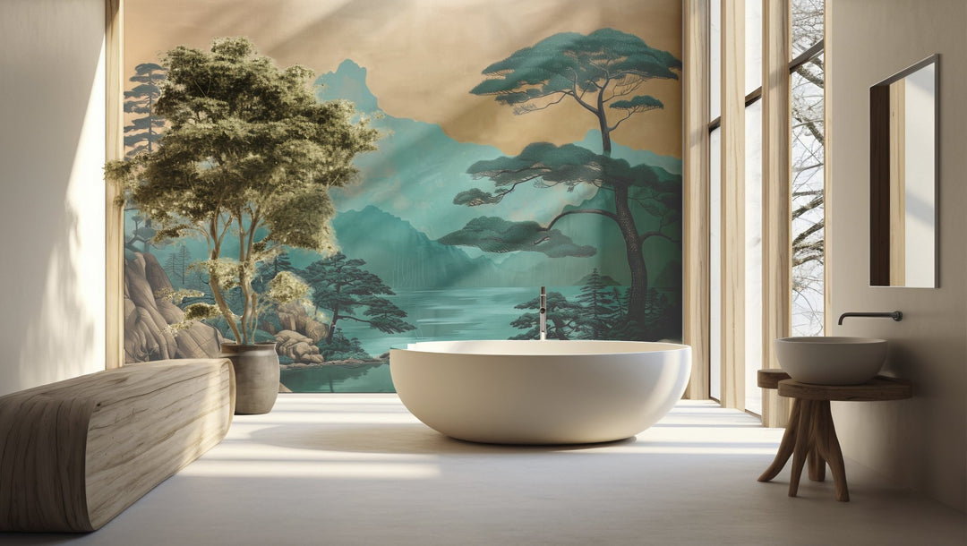 Rivages Oubliés : Reflet de Sérénité et de Paix en papier peint - Illulart: Papier peint panoramique