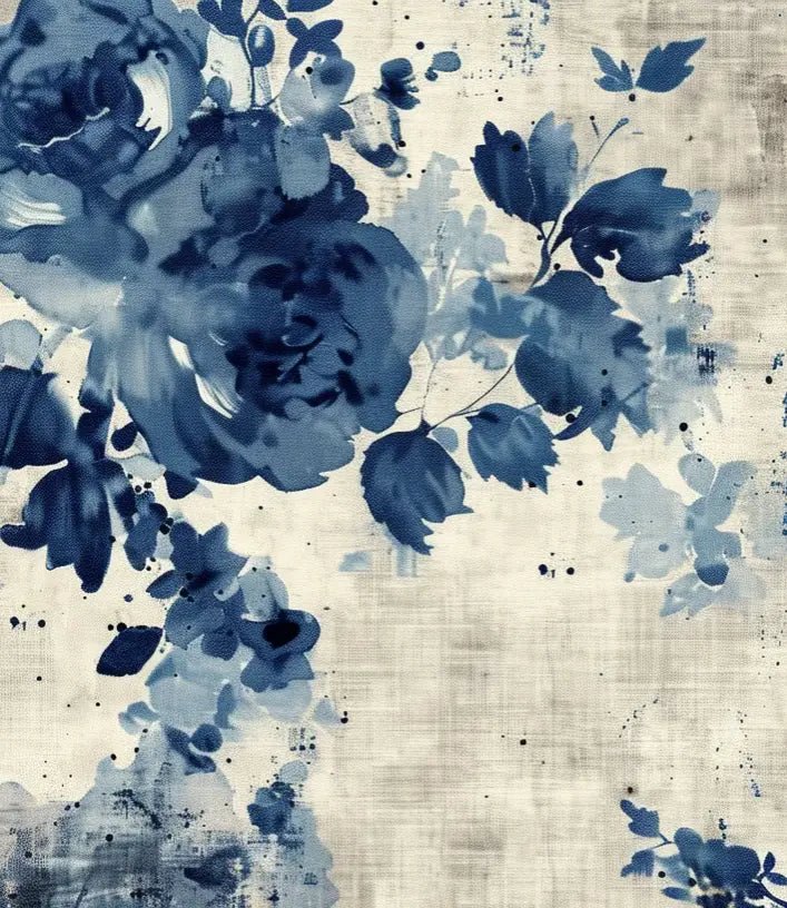 Romance Florale Indigo - Illulart: Papier peint panoramique