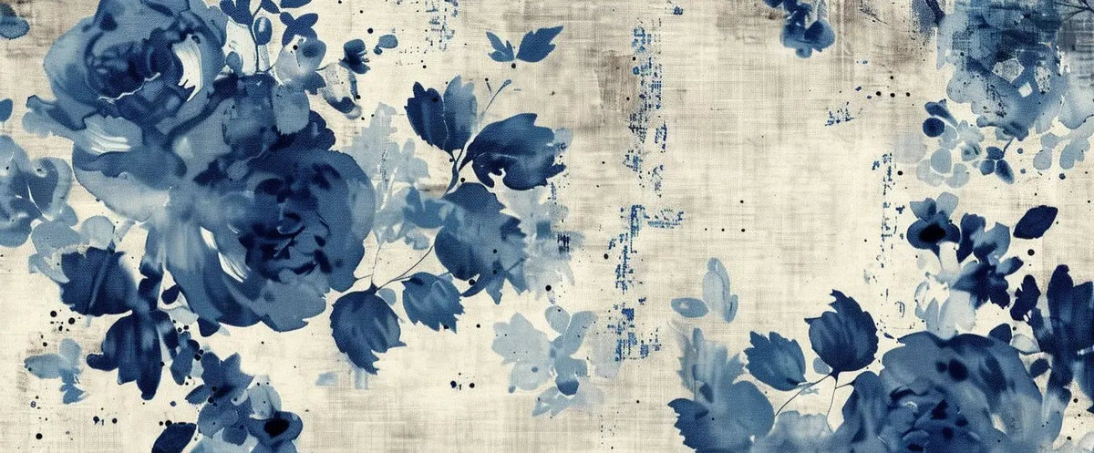 Romance Florale Indigo - Illulart: Papier peint panoramique