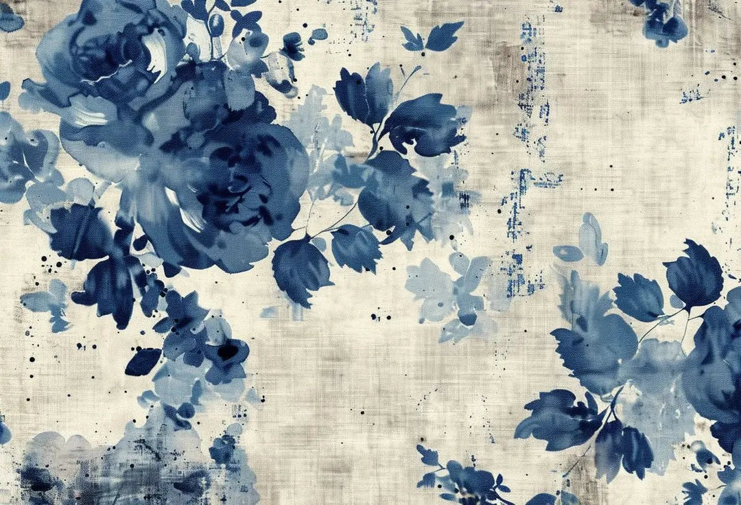 Romance Florale Indigo - Illulart: Papier peint panoramique