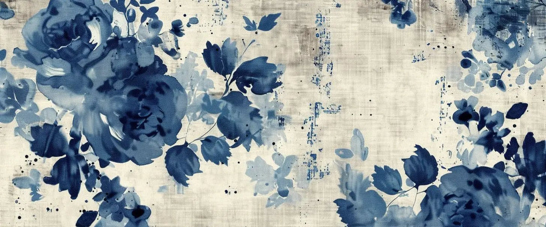 Romance Florale Indigo - Illulart: Papier peint panoramique