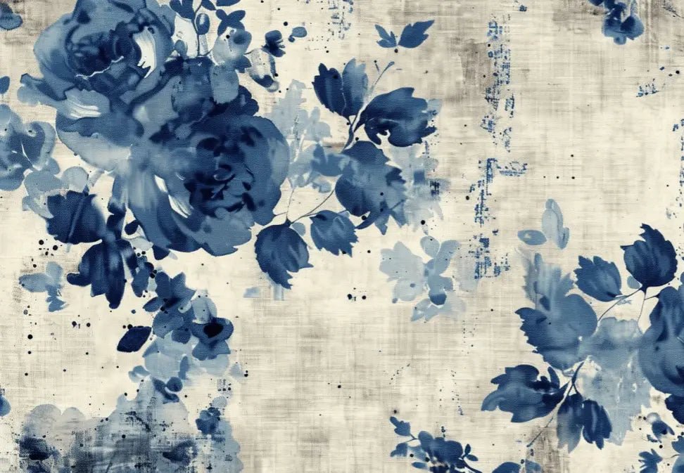 Romance Florale Indigo - Illulart: Papier peint panoramique