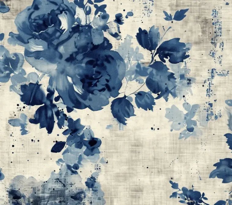 Romance Florale Indigo - Illulart: Papier peint panoramique