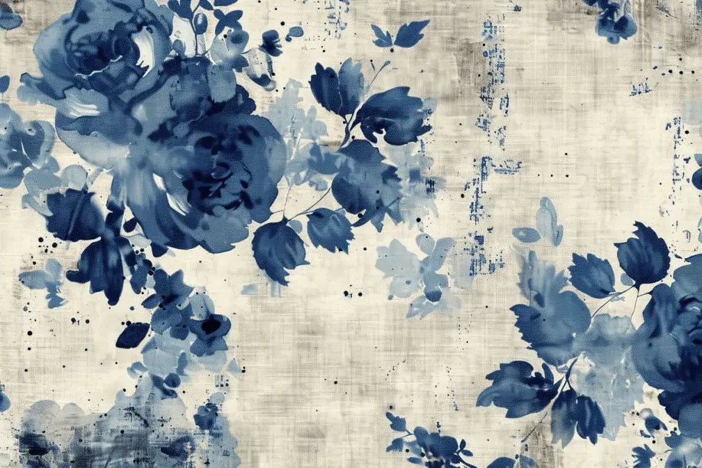 Romance Florale Indigo - Illulart: Papier peint panoramique