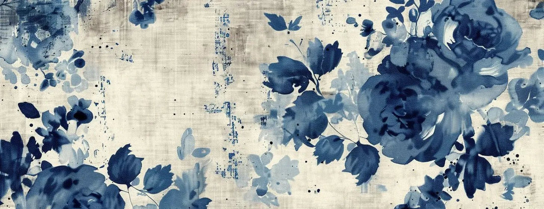 Romance Florale Indigo - Illulart: Papier peint panoramique