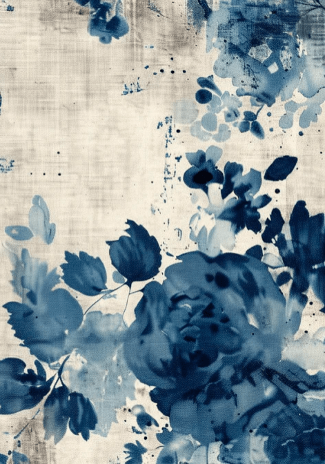 Romance Florale Indigo - Illulart: Papier peint panoramique