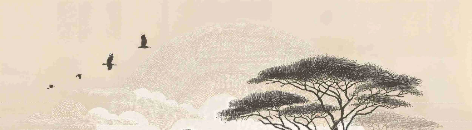 Safari Africain – Papier peint éléphant et acacias - Illulart: Papier peint panoramique