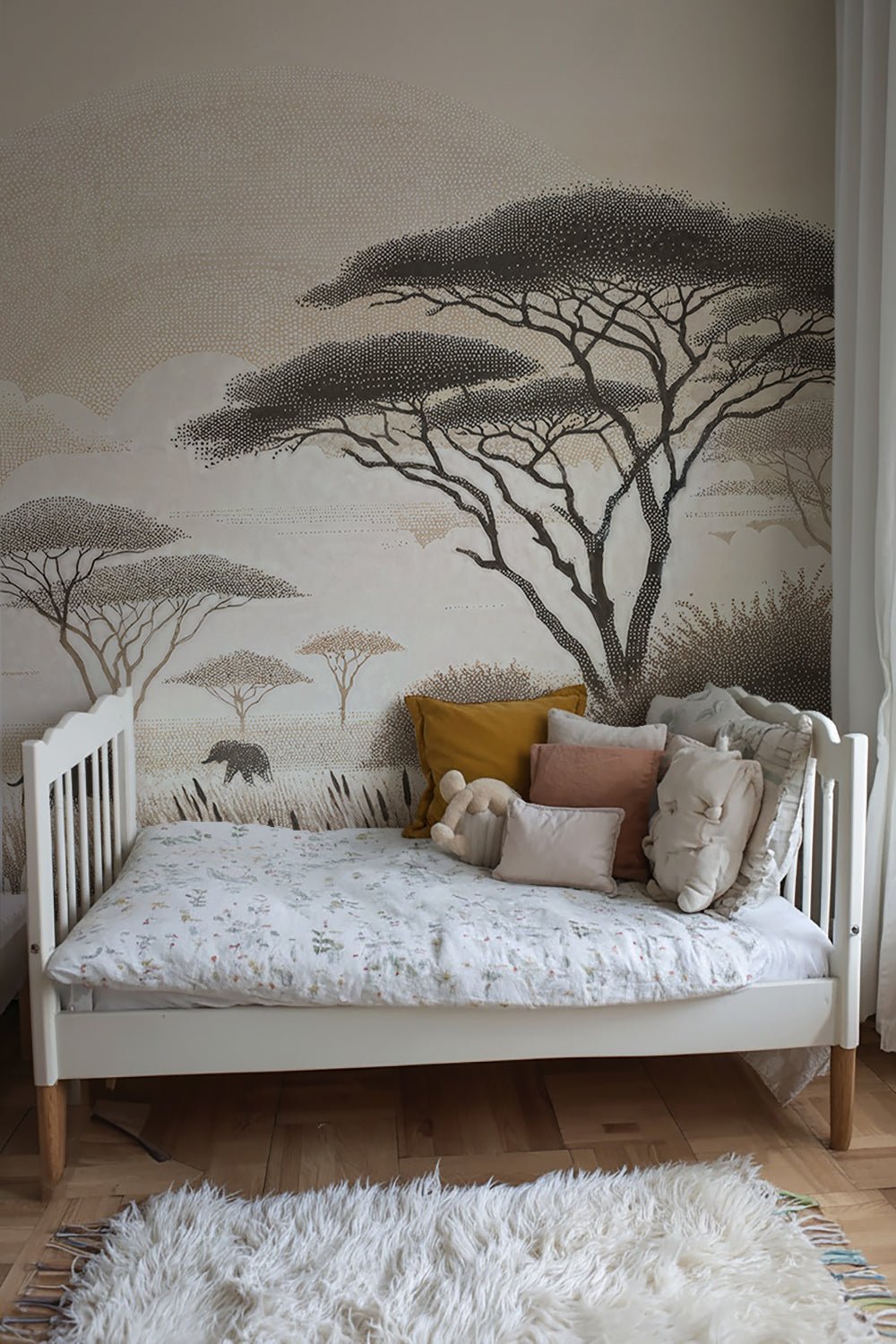 Safari Africain – Papier peint éléphant et acacias - Illulart: Papier peint panoramique