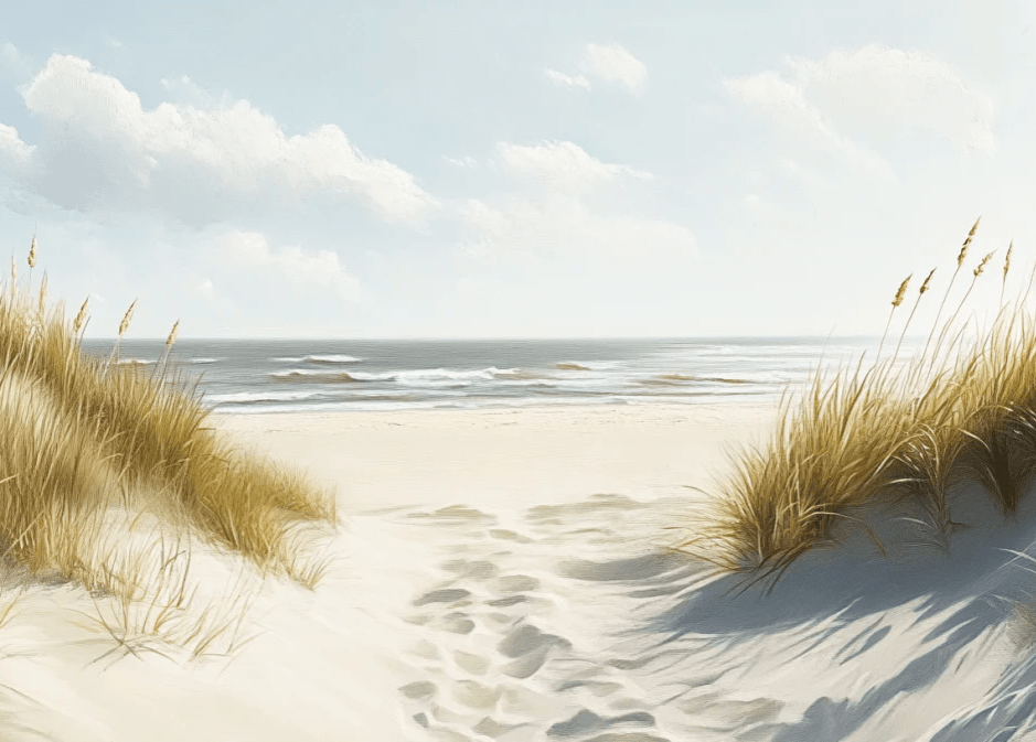 Sentier des Dunes : Papier Peint Panoramique Sable et Mer - Illulart: Papier peint panoramique