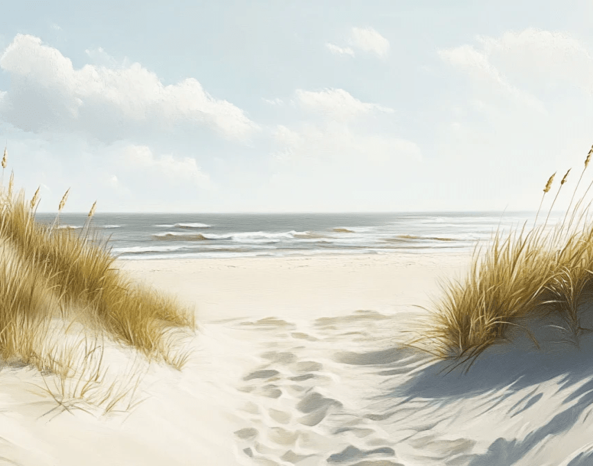 Sentier des Dunes : Papier Peint Panoramique Sable et Mer - Illulart: Papier peint panoramique